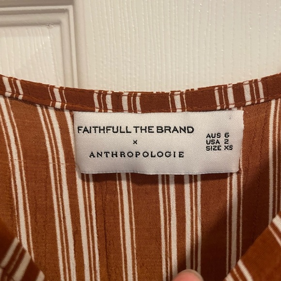 Anthropologie x Faithfull The Brand Brown Stripe Arietta Slip Maxi Dress - Picture 9 of 9